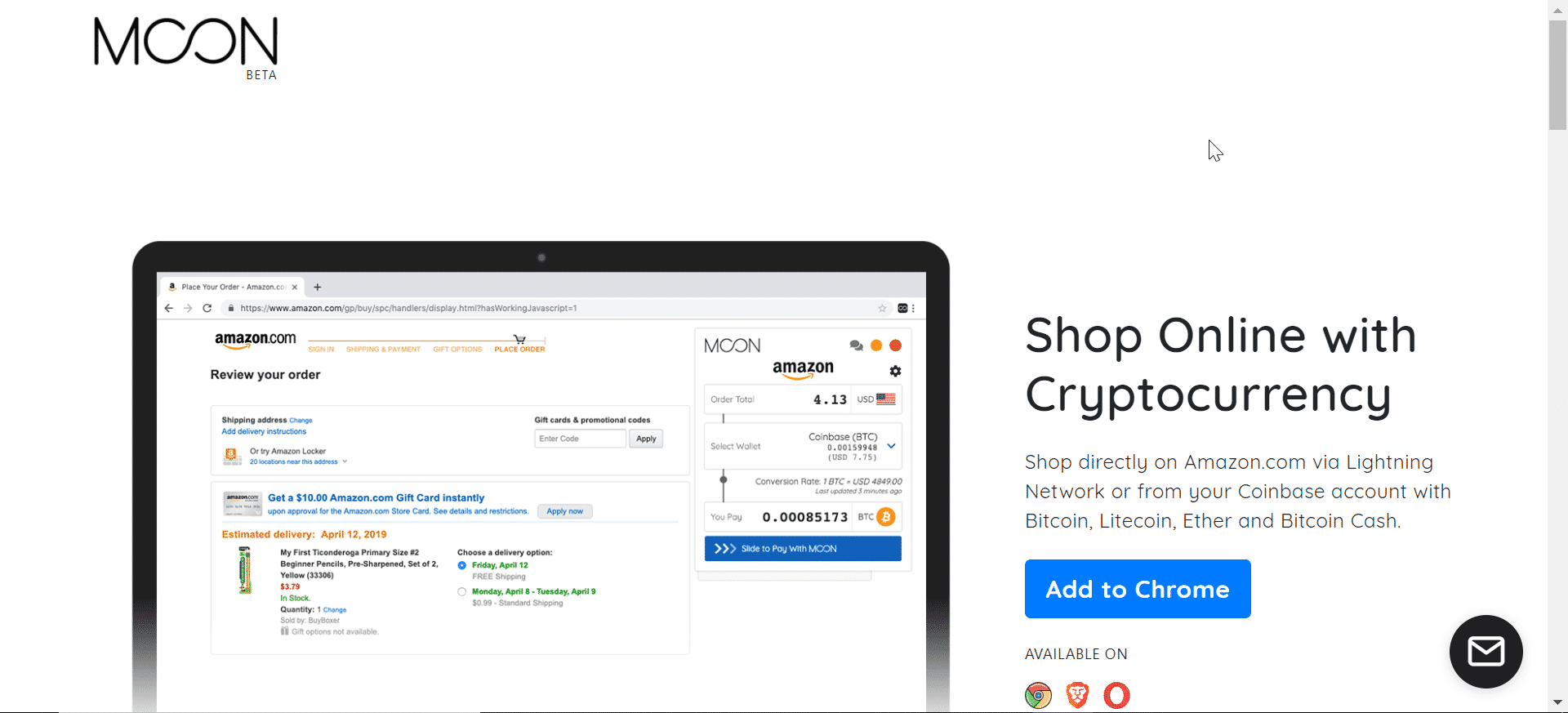 Moon Chrome Extension Allows Usage of Cryptocurrency to Buy Goods on Amazon